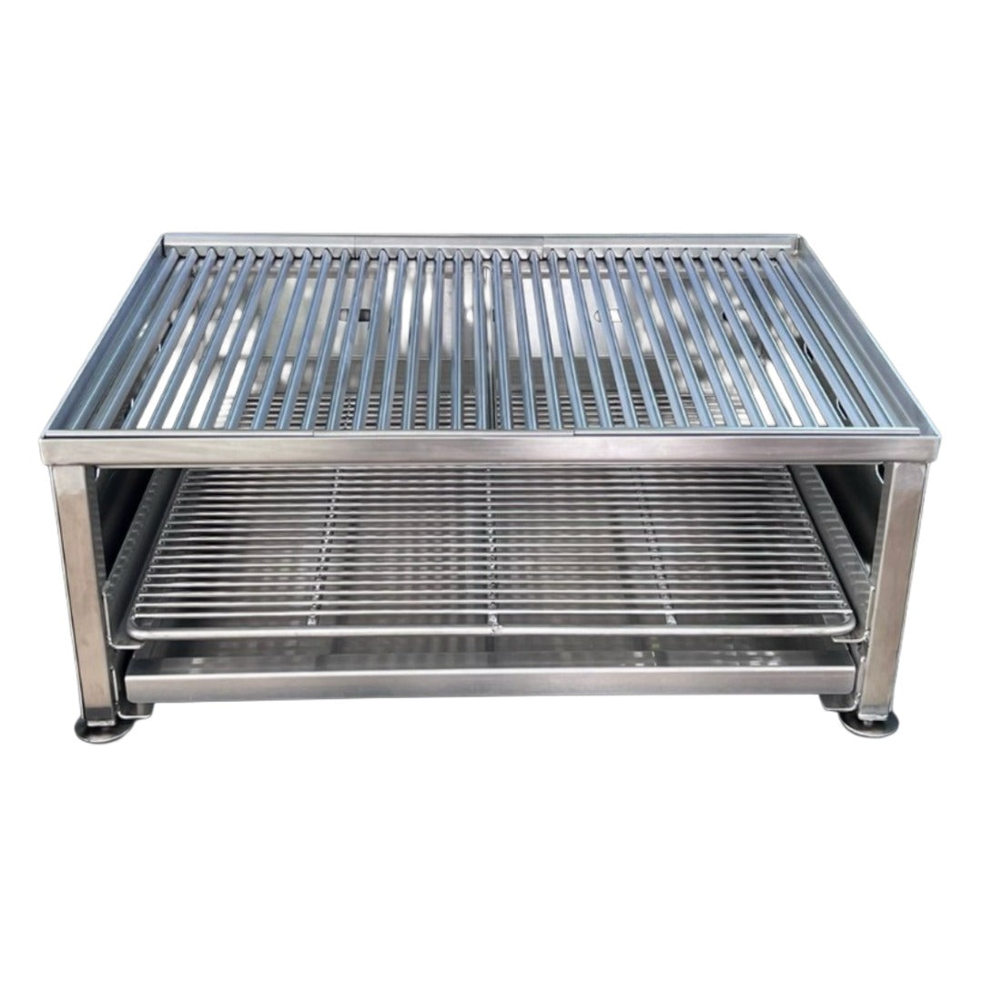 full view for custom made outdoor stainless steel charcoal grill