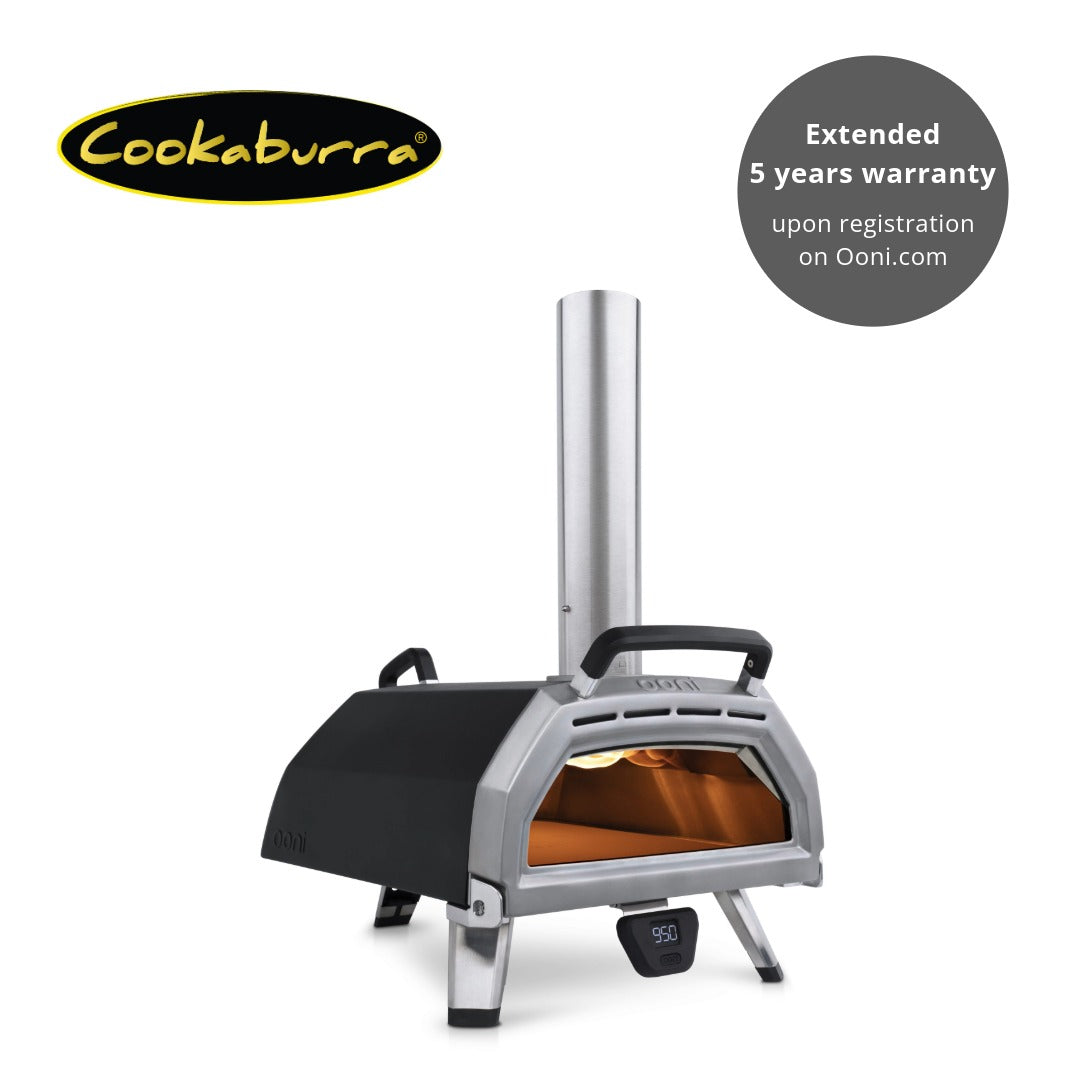 Get extended warranty for Ooni Karu 16 Multi-Fuel pizza oven upon registration.