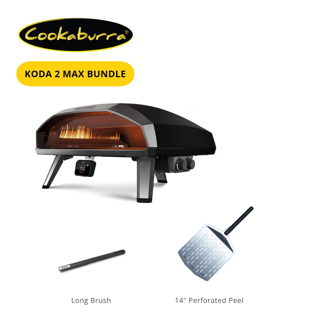 Ooni Koda 2 Max Pizza oven bundle with Long Pizza Oven brush and 14" Perforated Pizza Peel